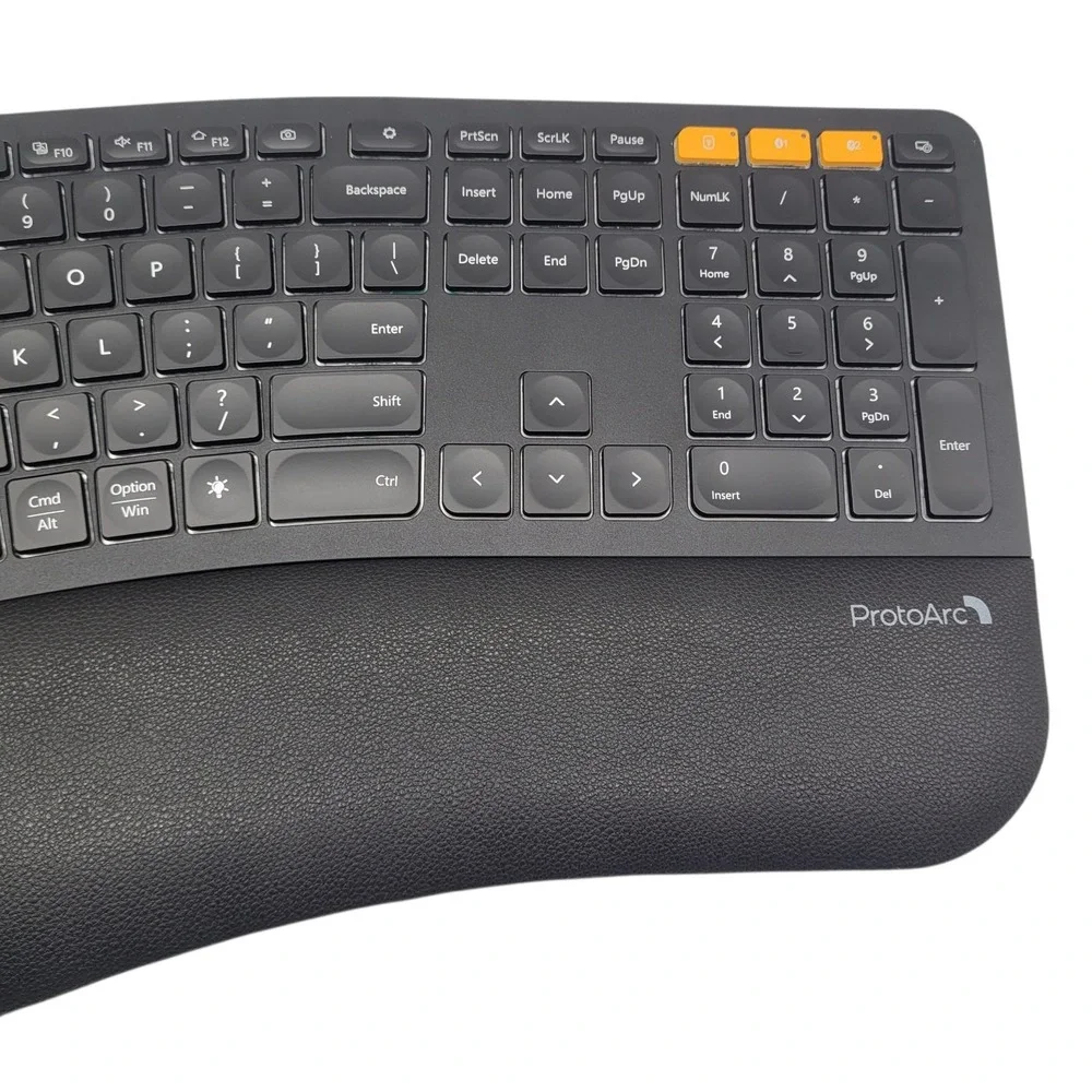 ProtoArc EK01 Plus Ergonomic Split Bluetooth Keyboard USB Wireless Backlit Black